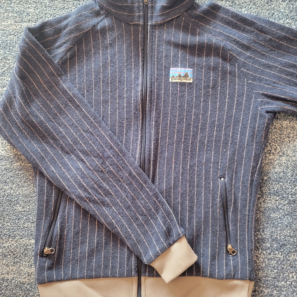 Vintage Rare Patagonia Blue Striped Zip-Up Jacket